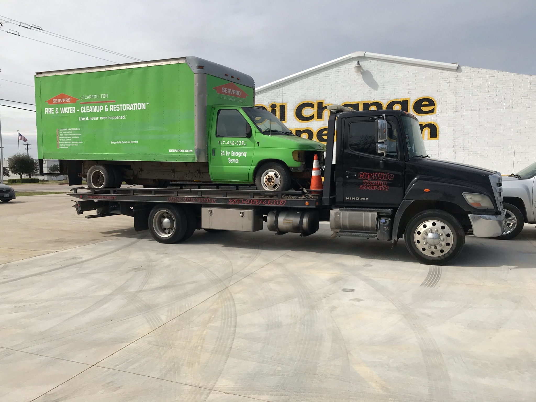 Towing Servpro Truck from Oakcliff to Lancaster, TX